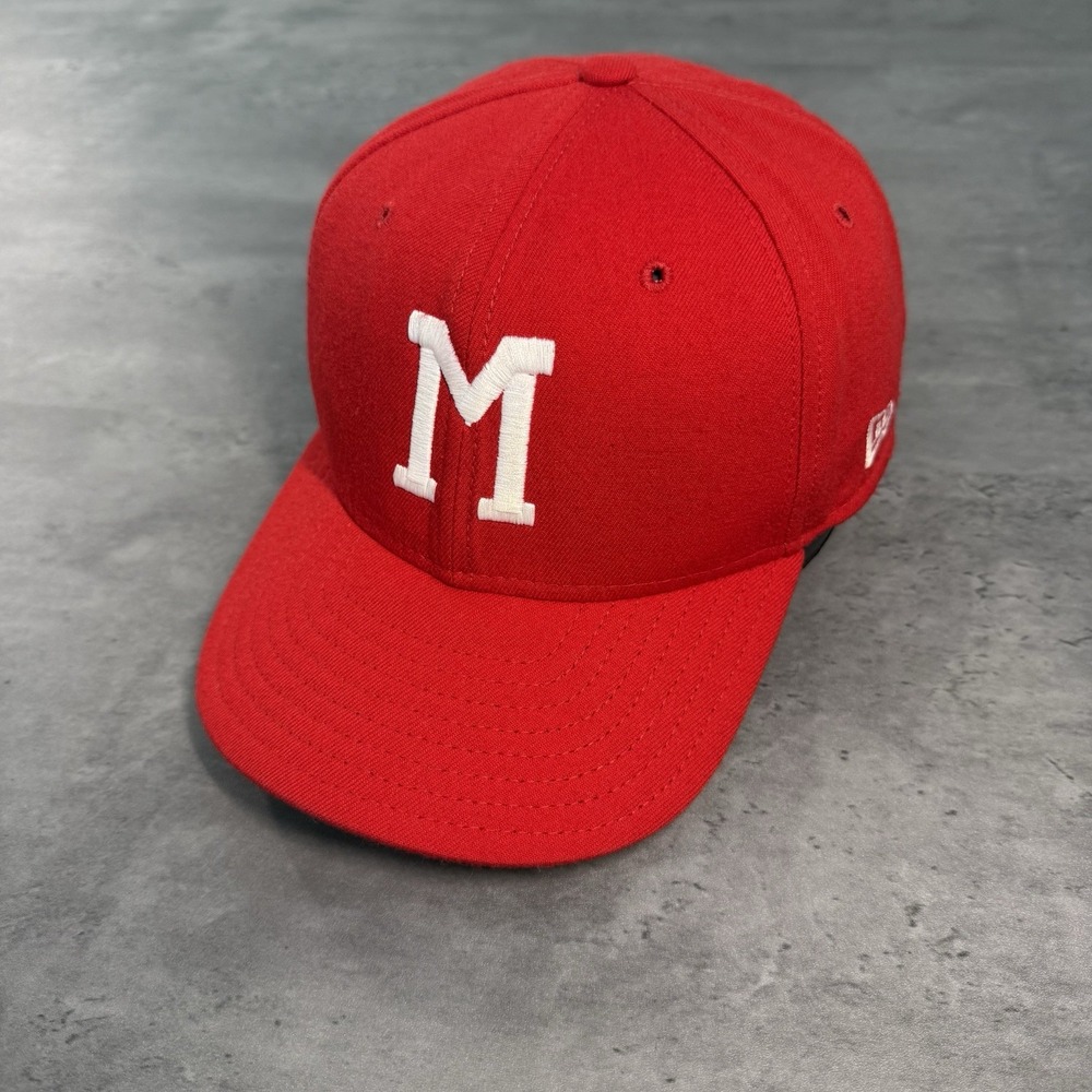 Vintage New Era Milwaukee Brewers Snapback Hat Red White Throwback Logo Color